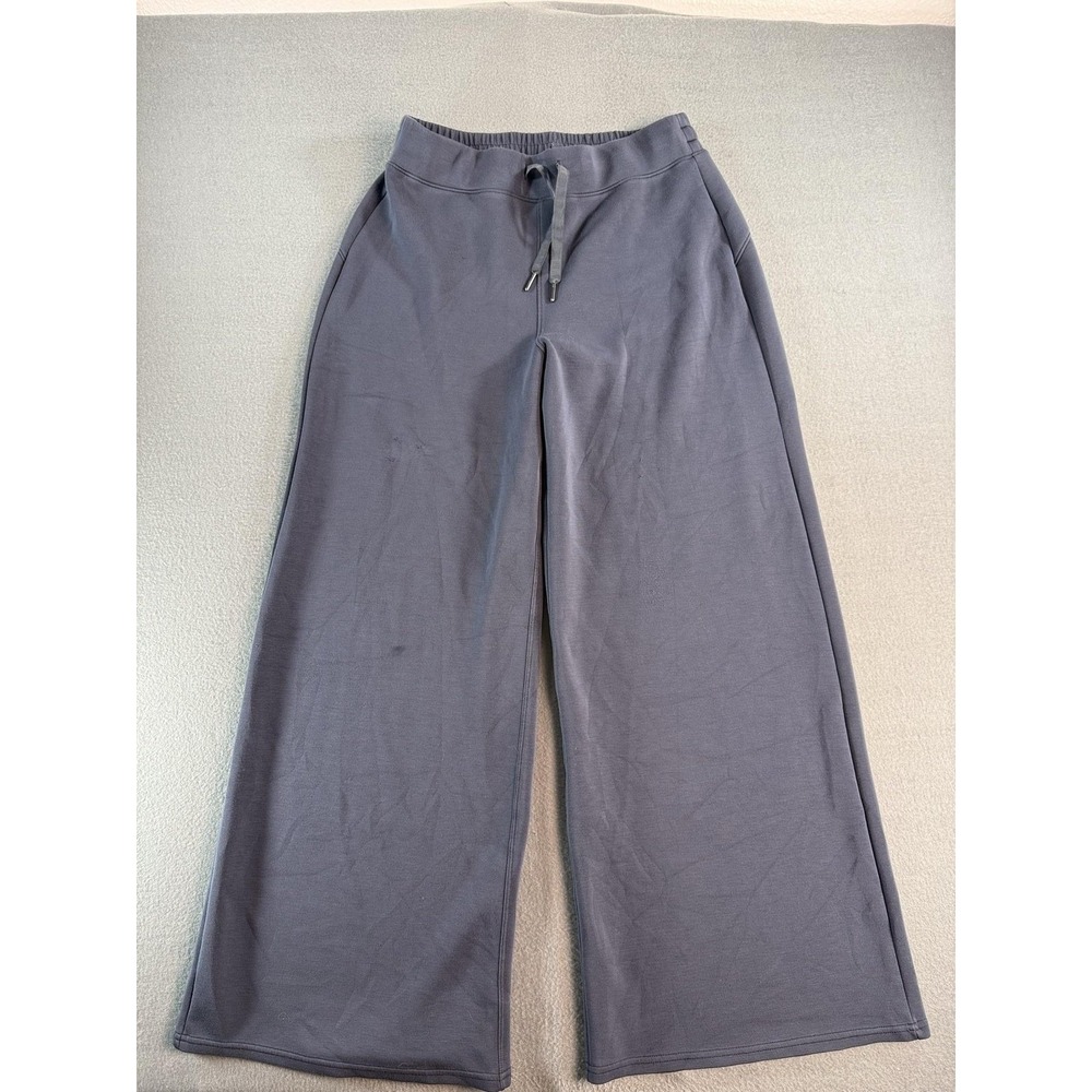 Spanx Sweatpants Womens L AirEssentials Gray Wide Leg Knit Pull On Lounge Travel